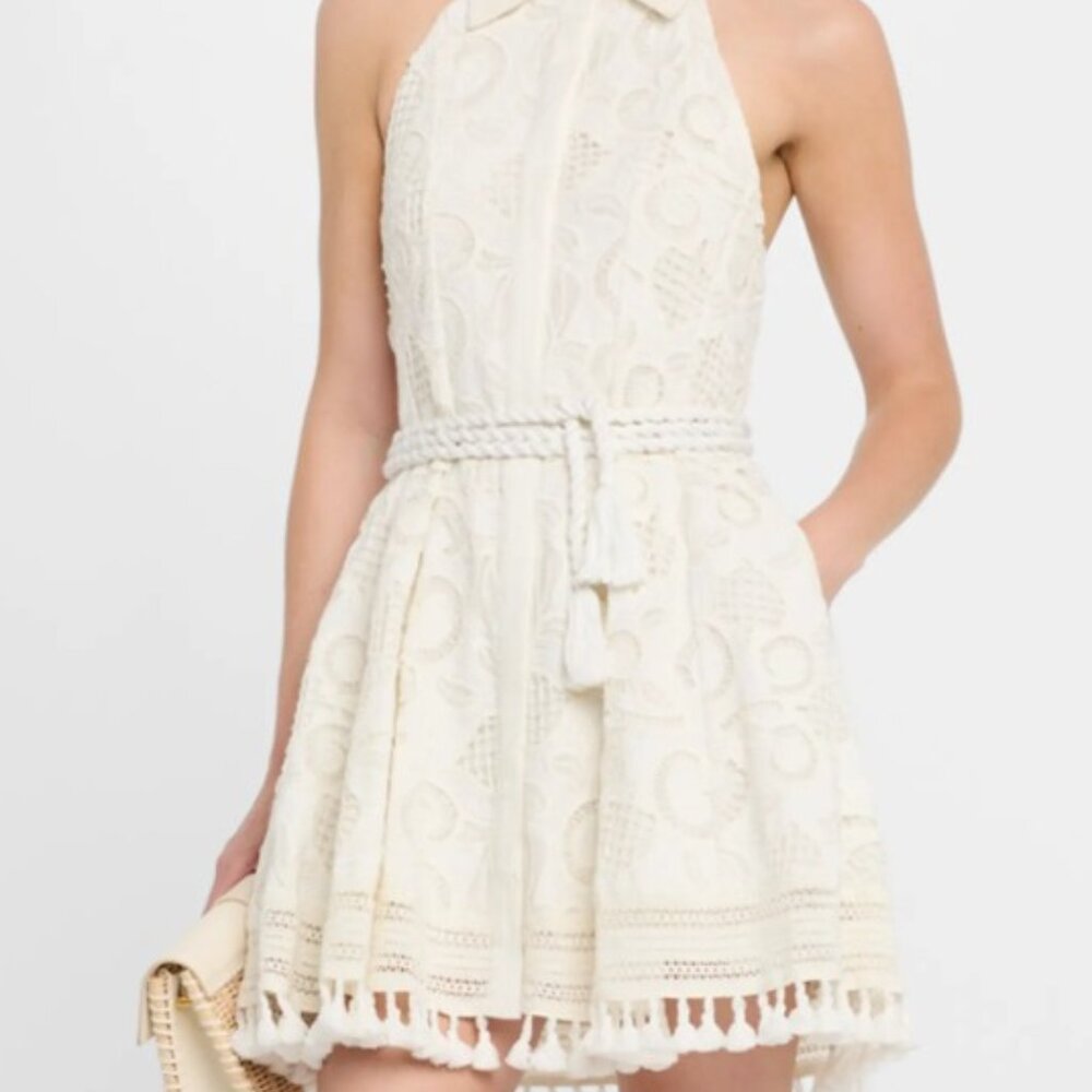 Alice + Olivia Lucy Eyelet Halter Dress